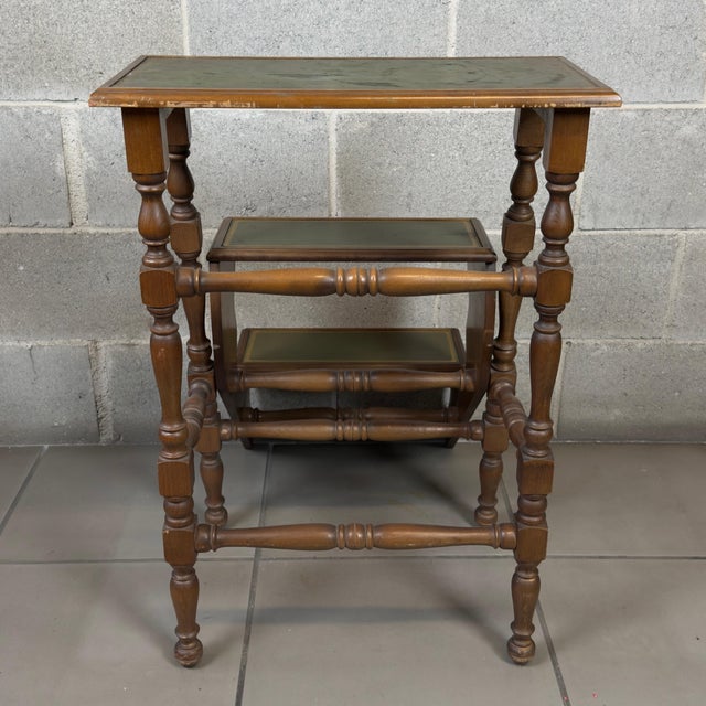 Folding Etagere Ladder in Green Wood For Sale - Image 5 of 13