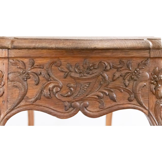 Brown 19th Century French Carved Oak Side Table With Drawer For Sale - Image 8 of 12