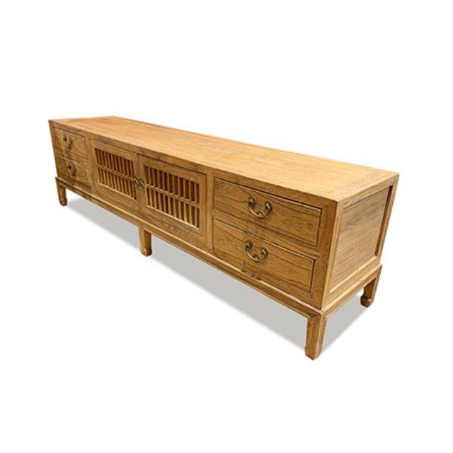 1990s 1990s Asian Slatted Doors Tv Cabinet For Sale - Image 5 of 6