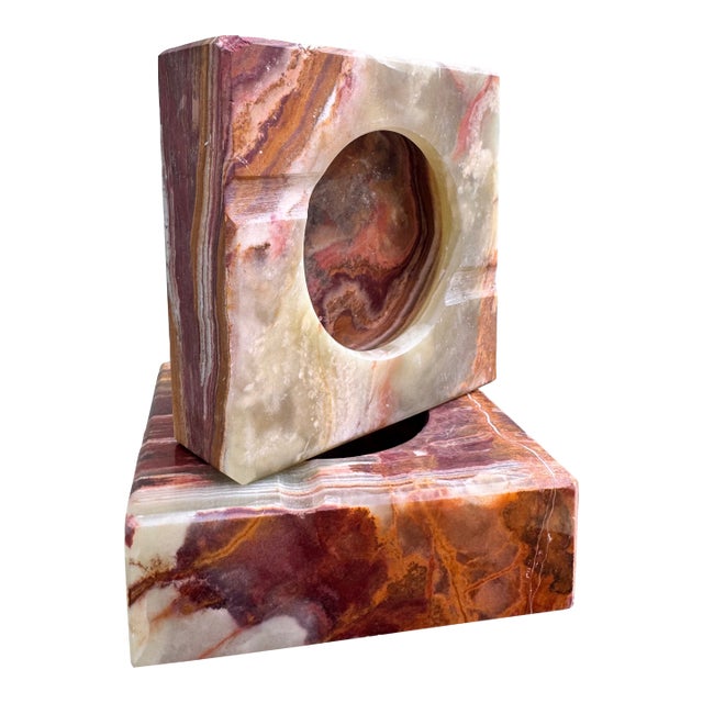 Vintage Italian Onyx Stone Catchall Trinket Tray, a Pair — Mid-Century Modern For Sale