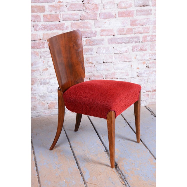 Brown Art Deco Chairs in Walnut by J. Halabala for Up Zavody, Czech, 1940s, Set of 4 For Sale - Image 8 of 15