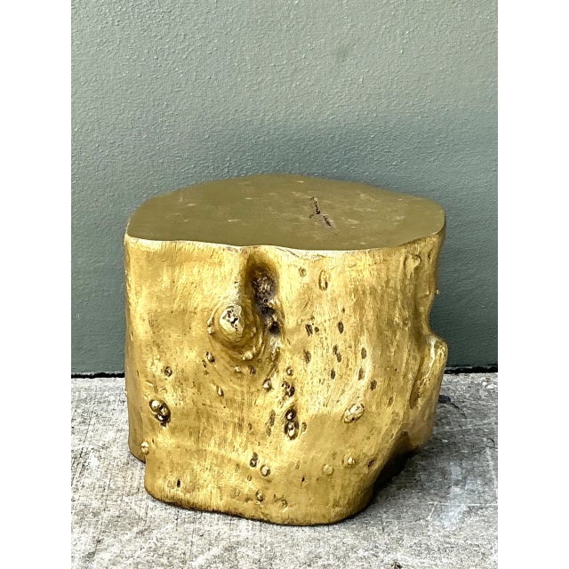 Vintage Gold Tree Trunk Side Table For Sale - Image 9 of 12