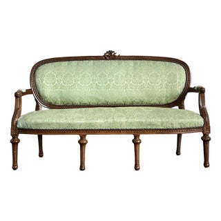 Vintage Boho Carved Canape Sofa For Sale