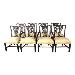 Mid 20th Century Mt. Airy Furniture Co. Mahogany Chippendale Dining Chairs- Set of 8 For Sale