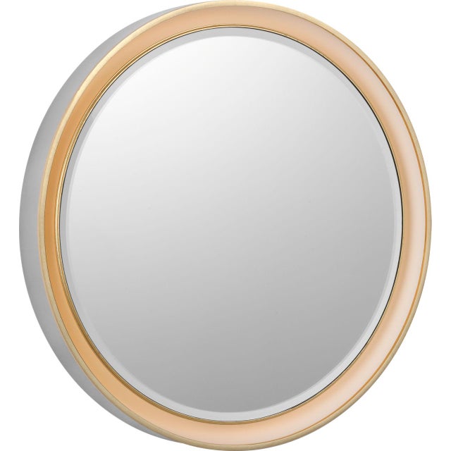Tricia 24" Illuminated Round Mirror in Polished Nickel and Gild Designer: Thomas O'Brien Finish: Polished Nickel and Gild...