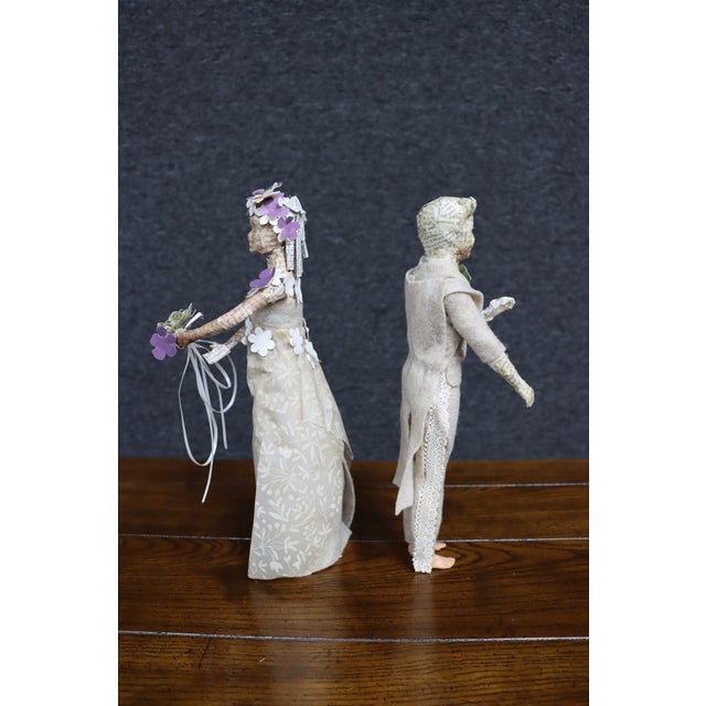 Paper Mâché Bride and Groom Wedding Figures For Sale - Image 9 of 10