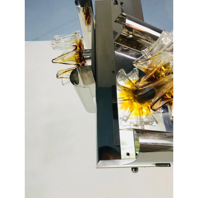 Transparent 1970s Aluminum and Murano Glass Ceiling Light by Mazegga, Italy For Sale - Image 8 of 10