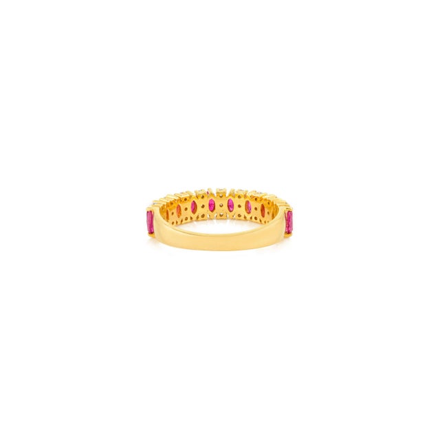 14k Yellow Gold Marquise Ruby and Diamond Chunky Ring Size 6.5 For Sale - Image 10 of 15