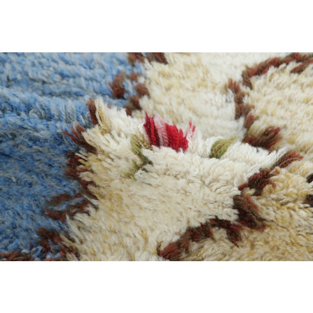 Vintage Swedish Rya Rug in Blue With Medallion and Floral Pattern - Rug & Kilim For Sale In New York - Image 6 of 7