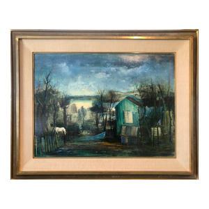 Guy Cambier, Fishing Shack, School of Paris Barbizon Oil Painting Night Time Landscape, Horse, c.1960s