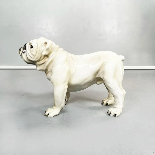 Mid-Century Modern Italian Modern Beige & Black Ceramic Sculpture of Standing Bulldog, 1970s For Sale - Image 3 of 16