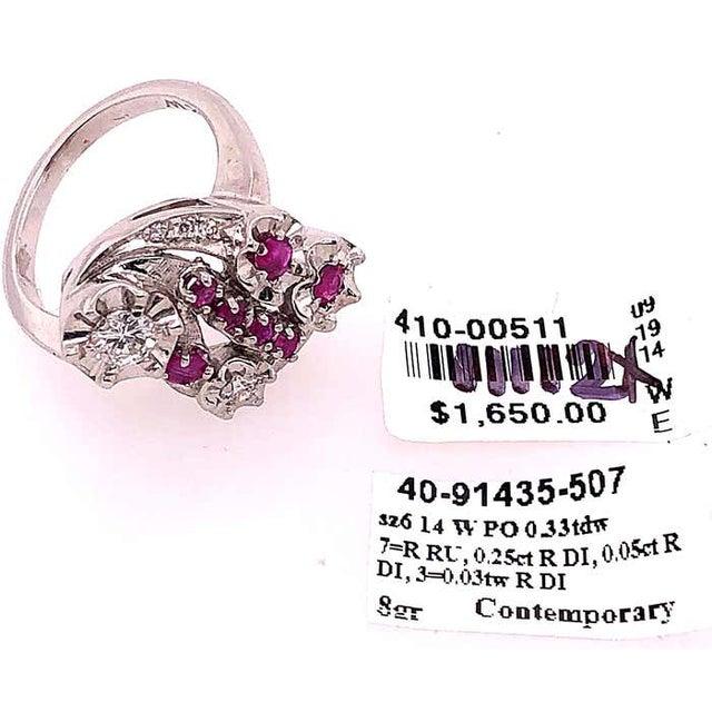 14 Karat White Gold Ruby and Diamond Cocktail Ring, Size 6 For Sale In New York - Image 6 of 10