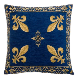 French Fleur De Lis Woven Jacquard Velvety Chenille Feather/Down Pillow 18" Square