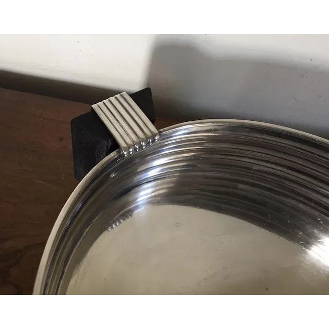 1920s Art Deco Silver Plate Galleried Oval Tray or Centerpiece Bowl with Exotic Wood Handles For Sale - Image 9 of 11