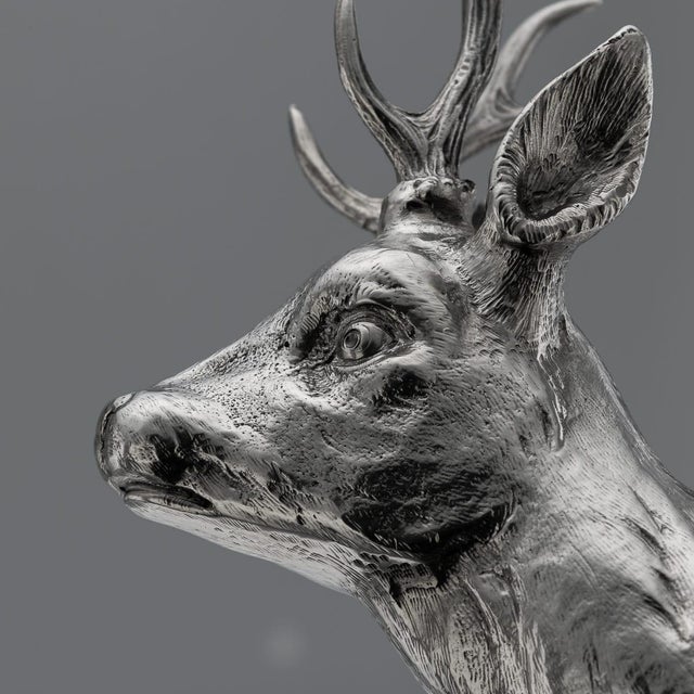 20th Century German Silver Statues of a Reindeer, Hanau, 1920s For Sale - Image 13 of 18