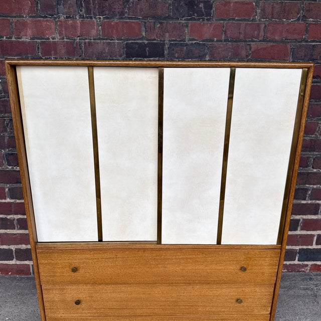 Harvey Probber Harvey Probber Mid-Century Modern Tall Chest Crafted in Mahogany Leather and Brass-Accented For Sale - Image 4 of 12