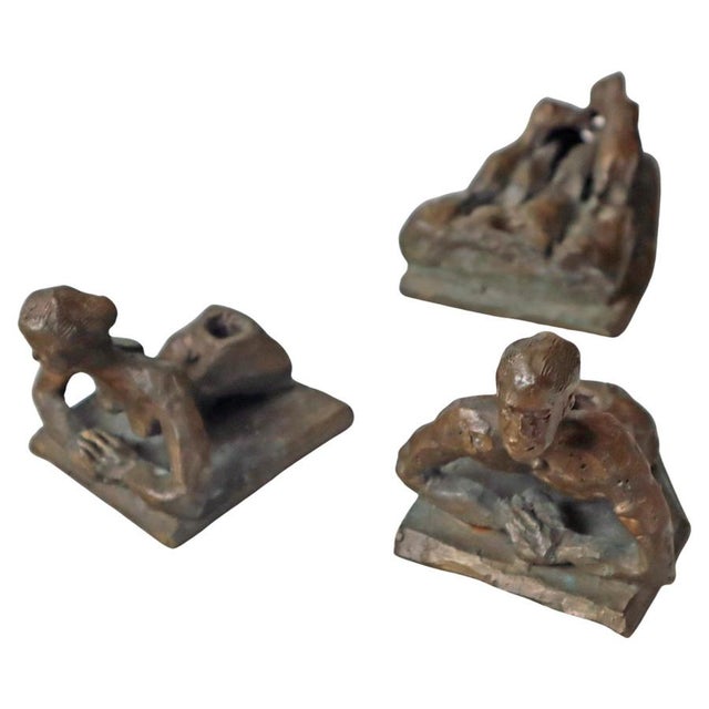 Surrealist Bronze Sculpture Act of Female and Male Signed Candle Holders , 1980 For Sale - Image 15 of 15