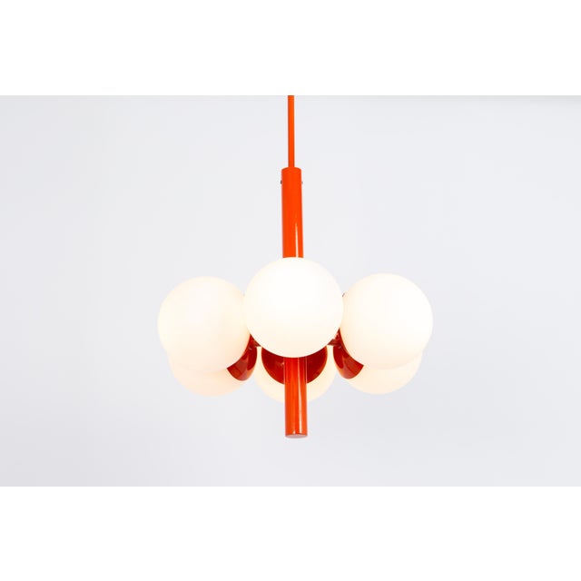 Sputnik Orange Pendant Light in Opal Glass from Kaiser Idell / Kaiser Leuchten, Germany, 1970s For Sale - Image 4 of 11