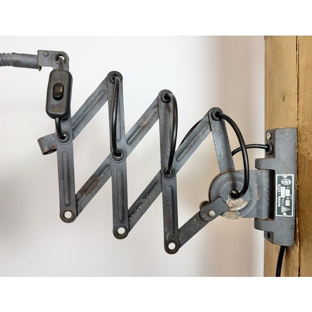 Grey Industrial Gooseneck Scissor Wall Lamp from Elektroinstala, 1960s For Sale - Image 6 of 18