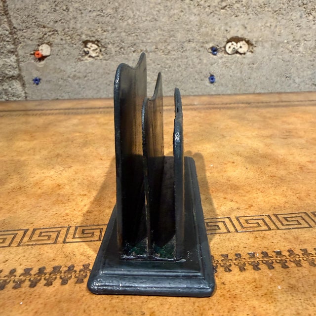 Vintage Dark Green Leather Letter Rack Mail Sorter For Sale In San Diego - Image 6 of 10
