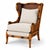 This elegant vintage lounge chair featuring faux bamboo wood frame and woven cane back, blending British Colonial and...