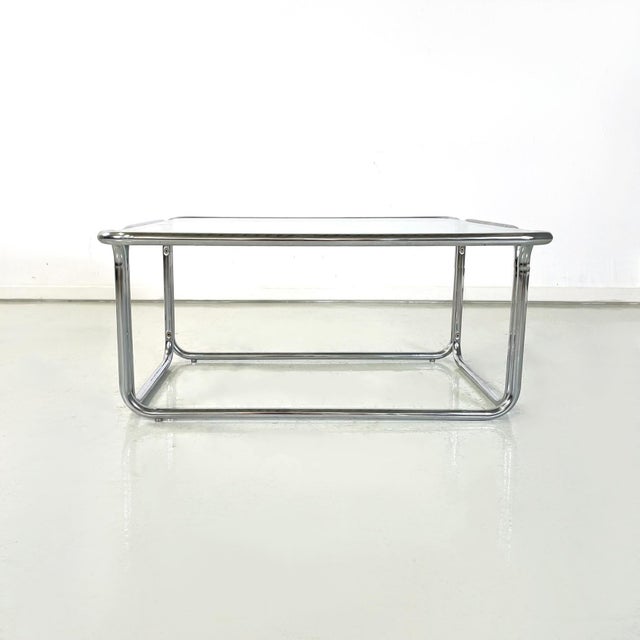 1970s Modern Italian Square Coffee Tables in Glass and Chromed Steel, 1970s, Set of 2 For Sale - Image 5 of 14