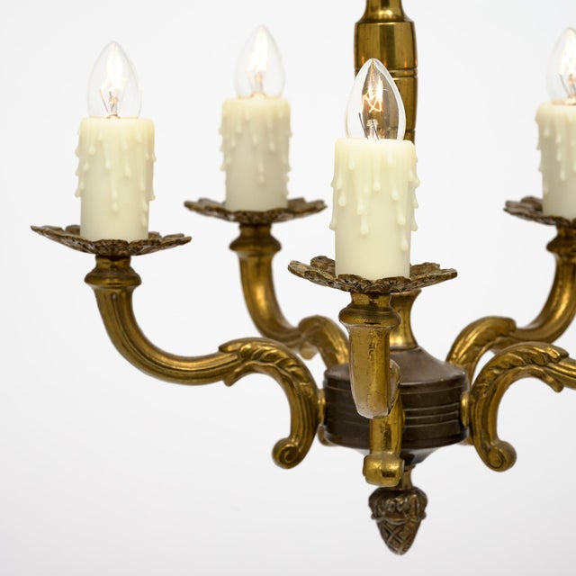 Metal Vintage French, Bronze, Petite Chandelier For Sale - Image 7 of 9