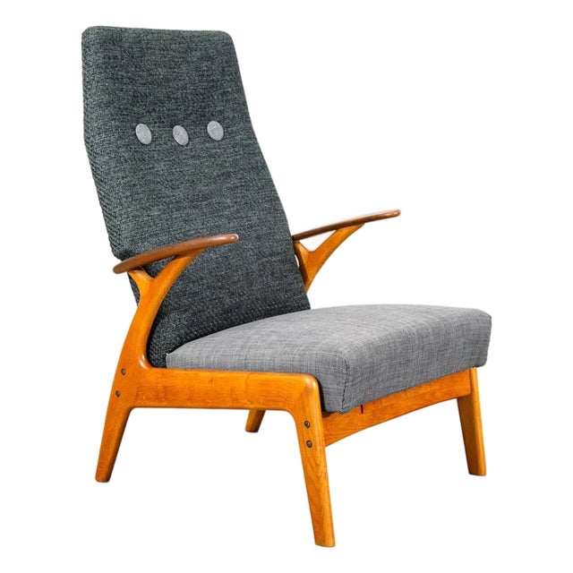 Mid Century Danish Modern Lounge Chair Recliner Christian Sorensen Teak Oak MCM For Sale