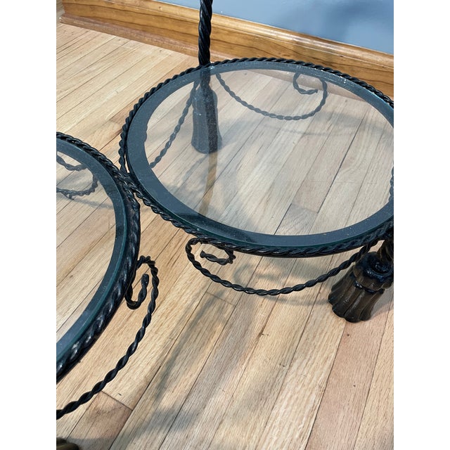 Italian Hollywood Tiered Rope and Tassel Table Plant Stand Iron For Sale In Chicago - Image 6 of 10