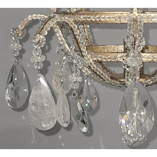 Contemporary Wrought Iron Chandelier With Clear & Rock Crystals For Sale - Image 4 of 7