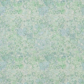 Tea Time Verdigris Print on Cotton/Linen Fabric For Sale