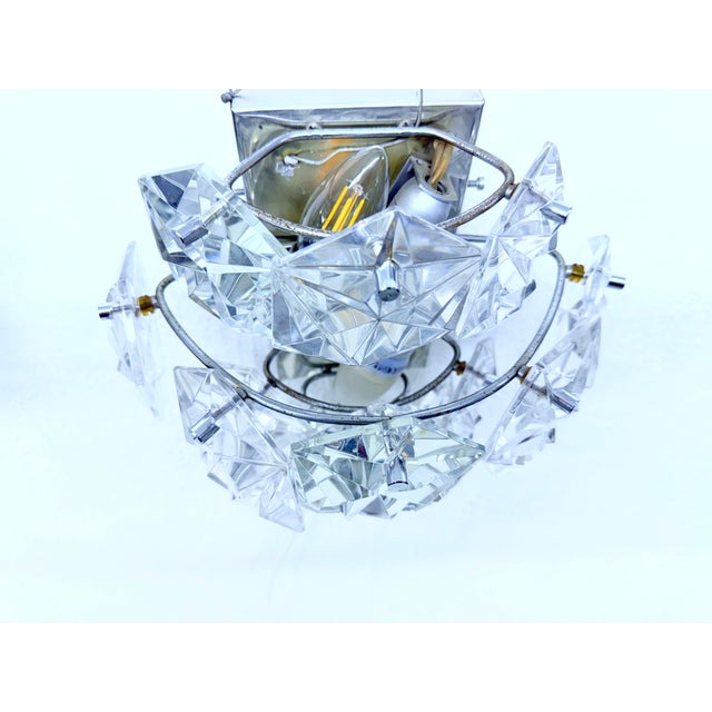 Mid-Century Modern Chrome and Crystal Glass Wall Lights attributed to Kinkeldey, 1970s, Set of 2 For Sale - Image 3 of 10
