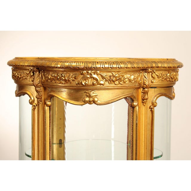Rococo Style Giltwood Curio Cabinet With Glass Panels For Sale - Image 10 of 18