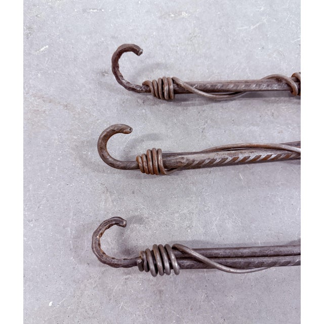 Metal Brutalist Postmodern Hand-Forged Steel Iron Fireplace Screen and Tools For Sale - Image 7 of 14