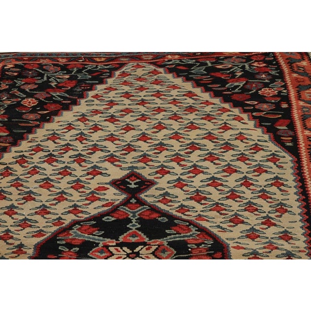 Rug & Kilim Vintage Persian Senneh Kilim in Beige With Red and Blue Floral Patterns For Sale - Image 4 of 6