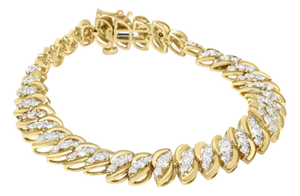 10K Yellow Gold 5.0 Cttw Diamond Double Row S-Link Bracelet