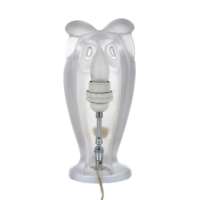 Transparent 1960s Cofrac Owls Frost Glass Table Lamps - A Pair For Sale - Image 8 of 9