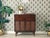 Vintage 1960s Mid-Century Modern Walnut Wood and Woven Rattan Highboy Chest Cabinet by R-Way Dimensions: 47 1/8" TALL 45...