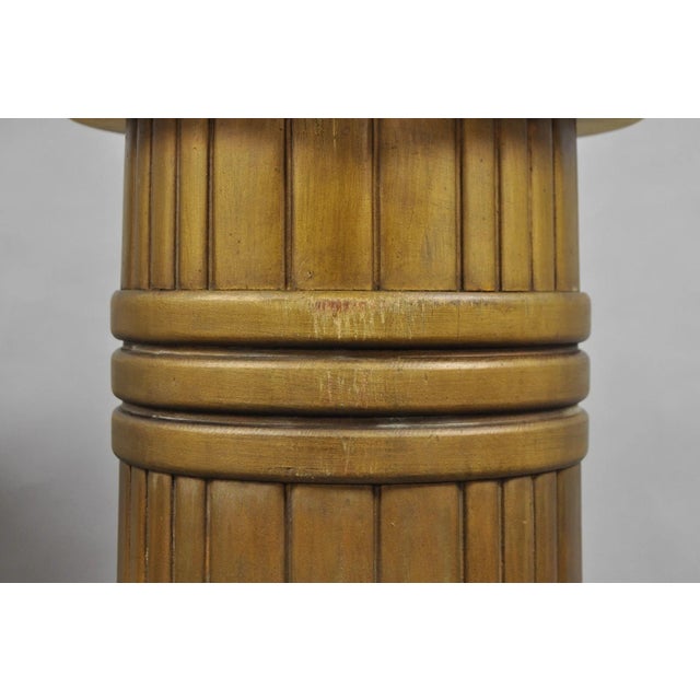 Antique Art Deco 75" Tall Wooden Pedestal Column Geometric Chevron Carved - Pair For Sale - Image 10 of 18