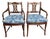 Pair of Regency Style Mahogany Armchairs With Blue and White Chinoiserie Cushions For Sale