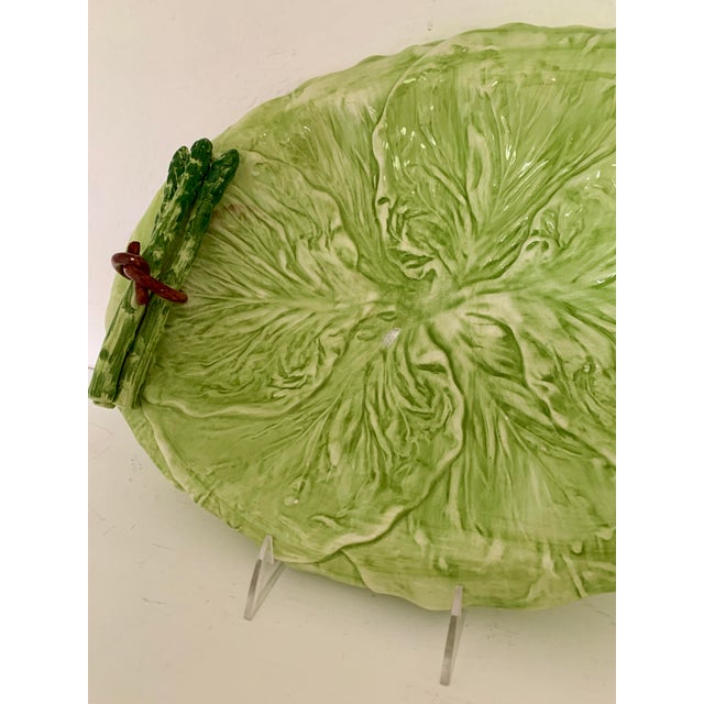 Italian Vintage Italian Cabbage Leaf Asparagus Platter For Sale - Image 3 of 5