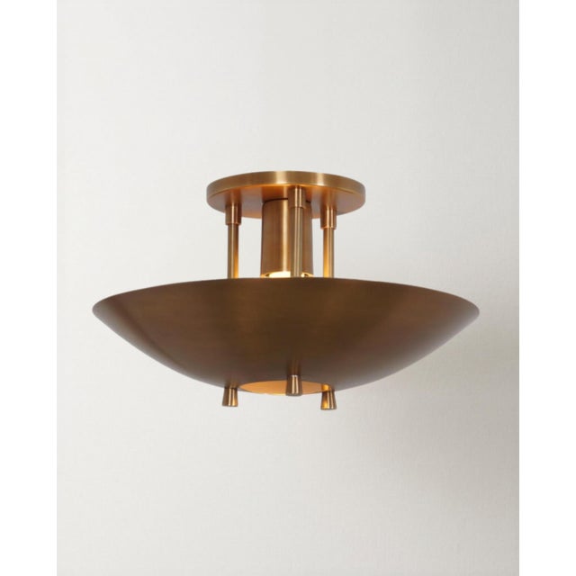 Handmade Mid-Century Modern Brass Flush Mount Ceiling Light Art Deco Organic Design Lighting for Entryway, Bedroom, Dining For Sale - Image 16 of 16
