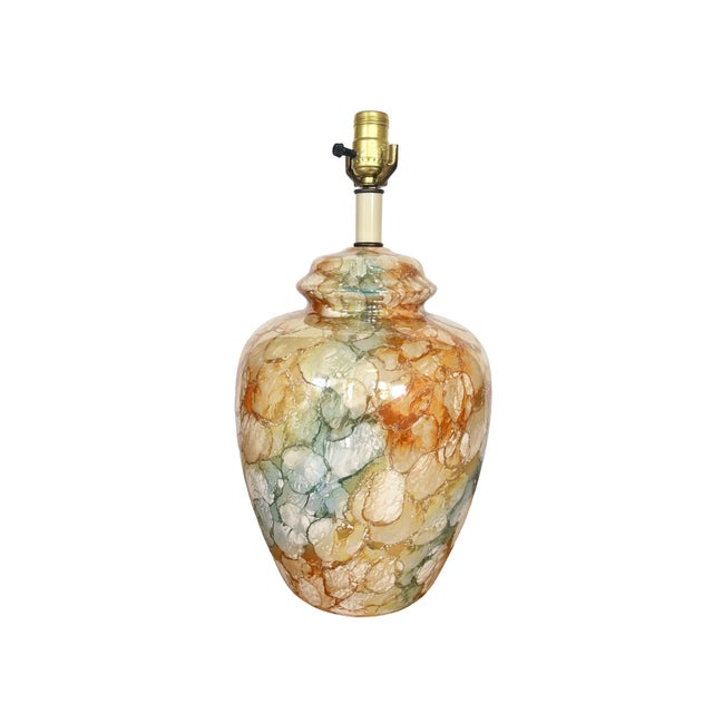 Vintage Mid-Century Style Glazed Ceramic Speckled Rainbow Ginger Jar Table Lamp For Sale - Image 10 of 10