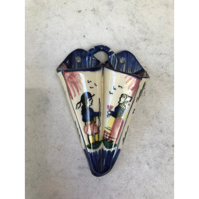 C.1920 Small French Faience Wall Pocket Henriot Quimper For Sale In Austin - Image 6 of 6