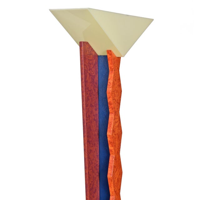 Sottsass Style Memphis Orange and Red Floor Lamp by Phile Limited Edition Furniture For Sale - Image 9 of 10