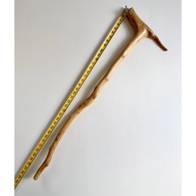 Natural Wooden Walking Stick, Rustic Hiking Staff/ Cane Twisted, T Handle 36” For Sale - Image 15 of 15