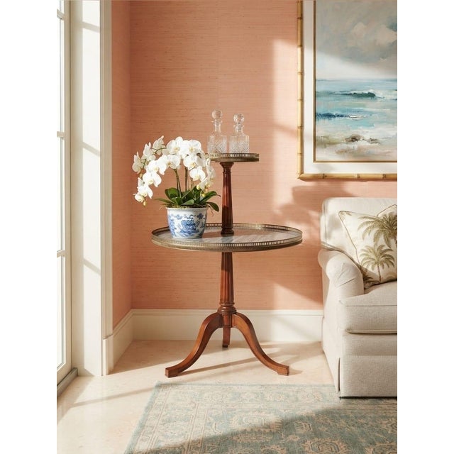 Vintage French Neoclassical Two-Tier Marble & Brass Pedestal Accent Table For Sale - Image 11 of 12