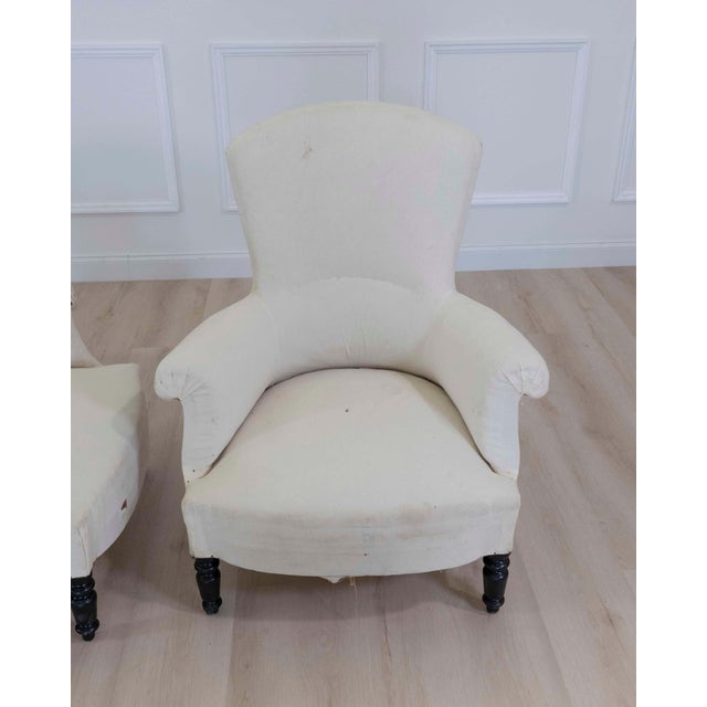 Pair of 19th Century Napoleon III High Back Armchairs, Ready to Upholster For Sale - Image 13 of 14