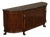 Antique Marble Top Mahogany Inlaid Figural Carved Buffet Sideboard For Sale