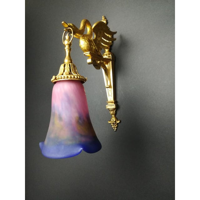 1920s Empire Wall Lamp with Glass Shade by Müller Frères, 1920s For Sale - Image 5 of 14
